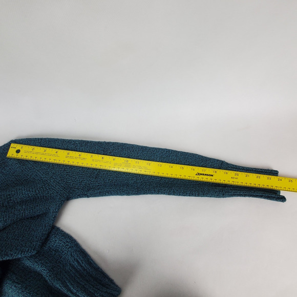 BKE Buckle Teal Cable Knit Sweater Sz M Square V Neck Pullover Casual Cozy Warm - Picture 9 of 9